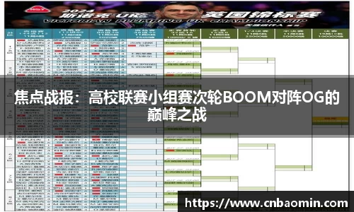 焦点战报：高校联赛小组赛次轮BOOM对阵OG的巅峰之战